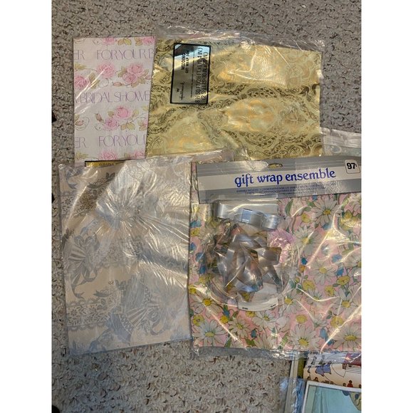 Large Lot vintage Flat Wrap Gift Wrap Wedding, Shower Birthday Scrapbooking Cars - Picture 8 of 15
